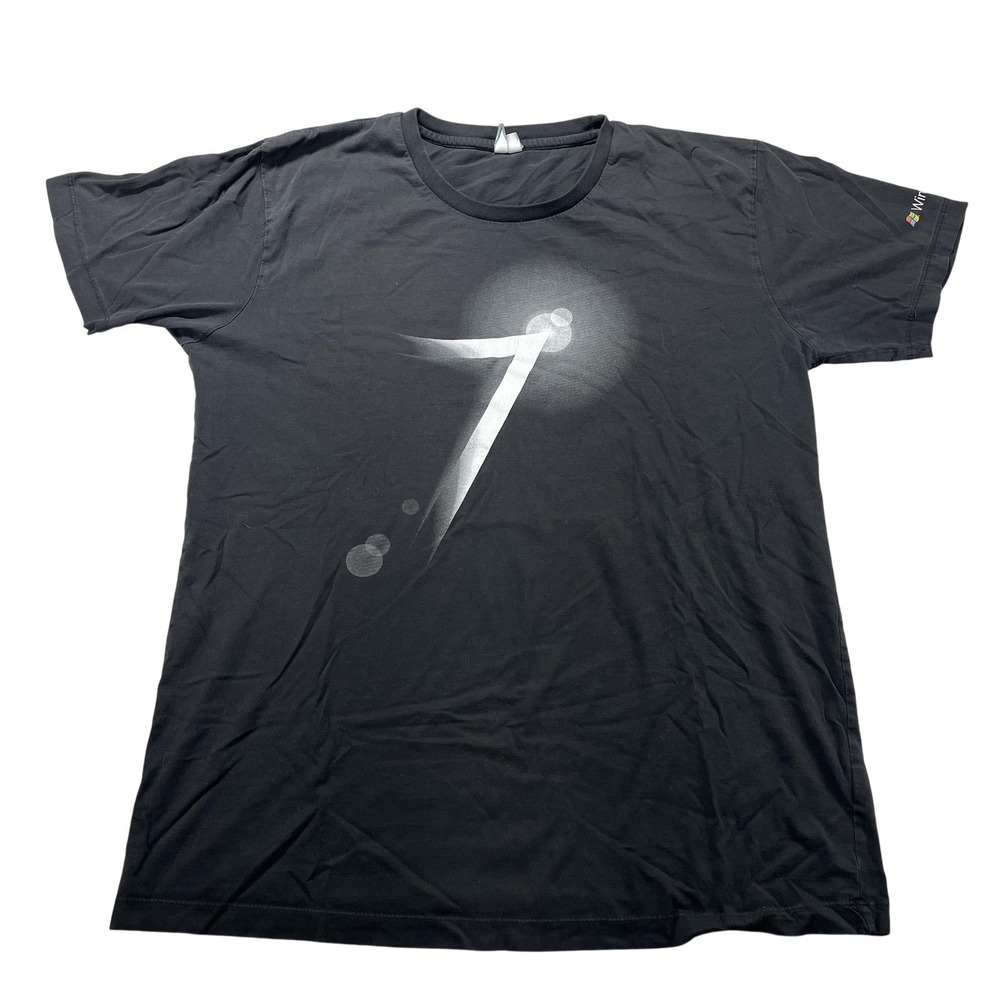 Windows 7 Shirt Mens L Black Logo Graphic Tech Promo Tee Microsoft Software VTG